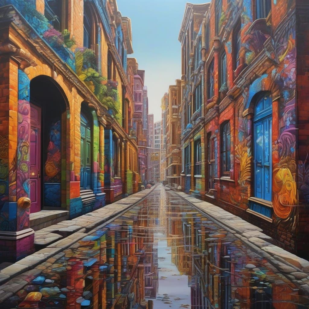 Urban Reflections: City's Hidden Rhythms by Lena Kim, a Korean-American urban street artist from Brooklyn