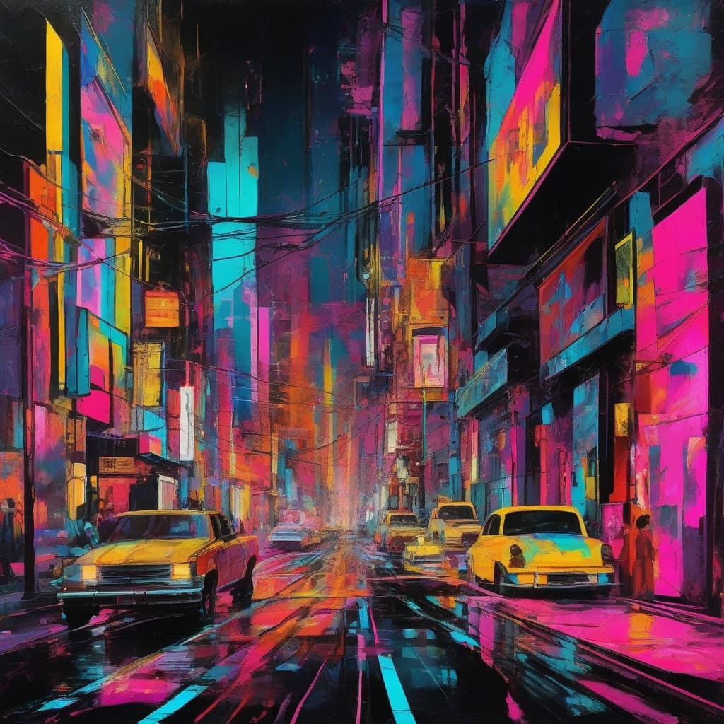 Fractured Memories in Neon Haze
